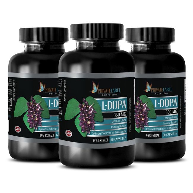 L-Dopa 99% Extract Powder Mucuna Pruriens Seeds Dopamine 180 Caps 3 Bottles