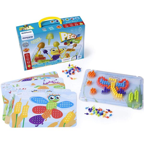 Interactive Peg Board Game with 180 Pegs & 6 Worksheets, 3/8"