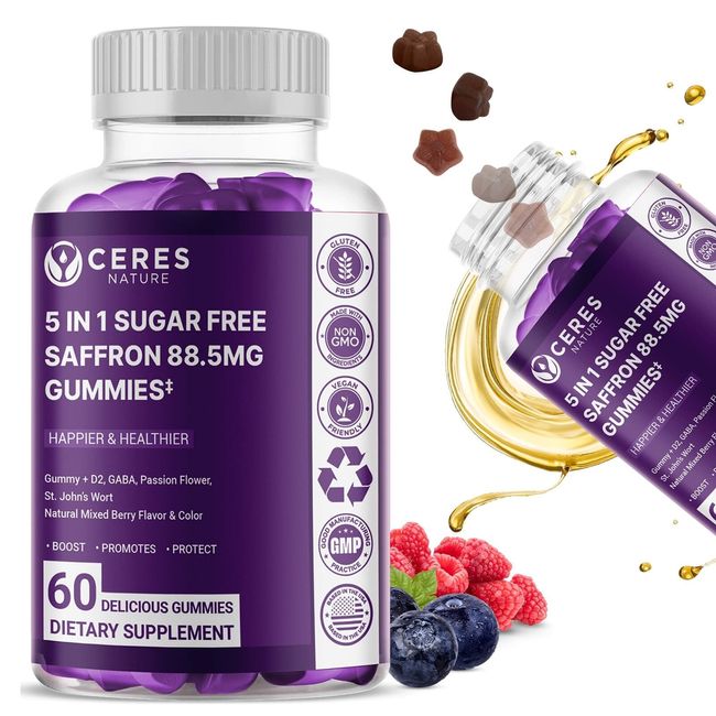 Premium Saffron Extract 88.5mg** Gummy - Appetite Control, Eye Support, Boost...