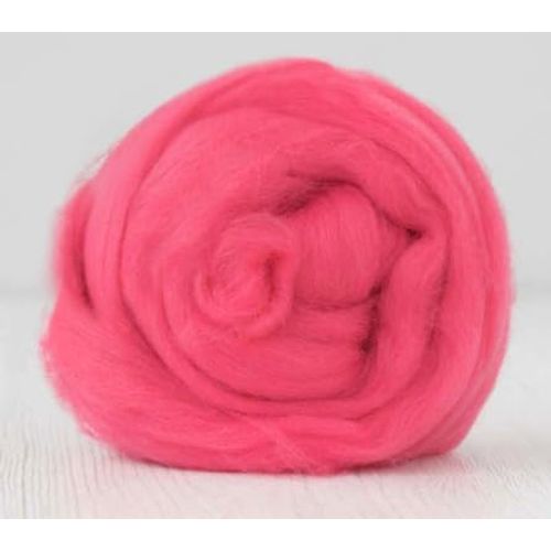 100% Merino Roving Tops Extra Fine 19 Micron Dyed in Italy Weaving, Felting, Spinning | Pink + Red Colors (Lipstick, 100 gm (3.5 oz))