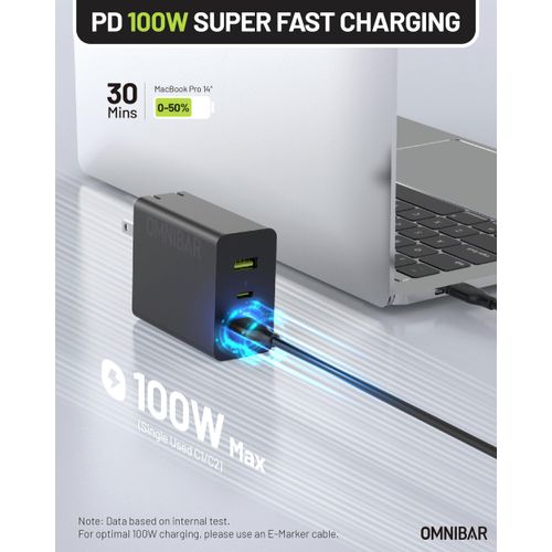 100W USB C Charger,100W Laptop Fast Charger 3-Port GaN Foldable Fast Wall Charger Block,PD3.0 PPS Power Adapter for MacBook Pro/Air,iPad Pro,iPhone 16 Pro,Galaxy S24 Ultra,Steam Deck,Google Pixelbook