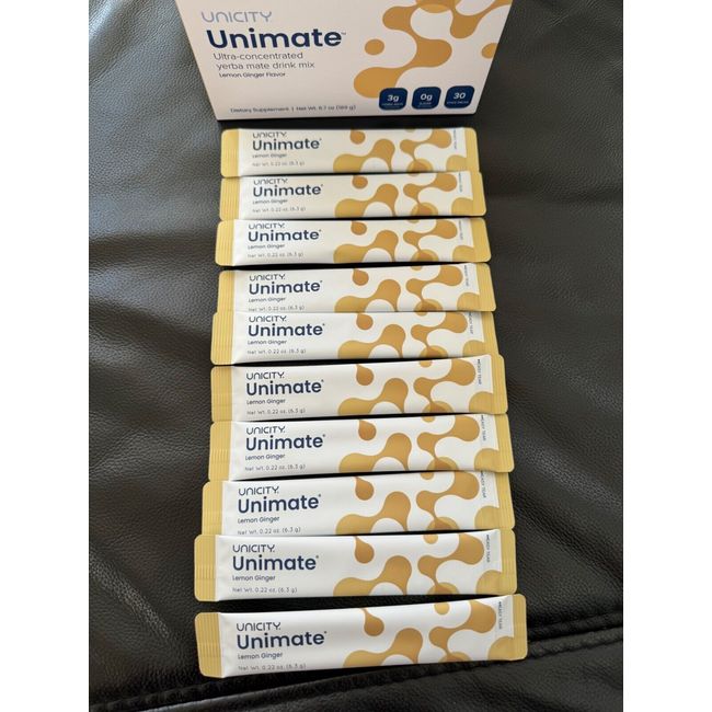 Unicity Unimate Yerba Mate Supplement LEMON GINGER 10 Packets ~ Exp 6/2025