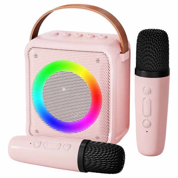 Ankuka Toys Karaoke Microphone Machine for Girls, 4-12 Years Old Girls Birthday Gifts, Portable Speaker with 2 Microphones for Kids Age 3, 4, 5, 6, 7, 8, 9, 10+Year Old(Pinkcolor)