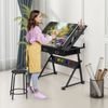 Drafting Desk Drawing Table 9 Levels Adjustable angle w/ Stool Arts Crafts Black
