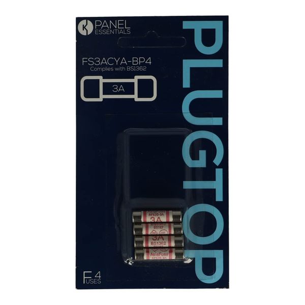 FS3ACYA-BP4 | PANEL ESSENTIALS BLISTER PACKED 3A BS1362 FUSES 4PCS