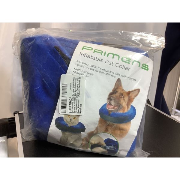 Primens Inflatable Post Surgery Pet Recovery Collar Blue Sz L Adjustable