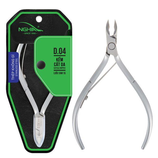 NGHIA Cuticle Nipper - D-04 JAW 14 | Stainless Steel | Durable and Sharp | Ergonomic Design | Grey Plated | Ideal for Salons and Home Use