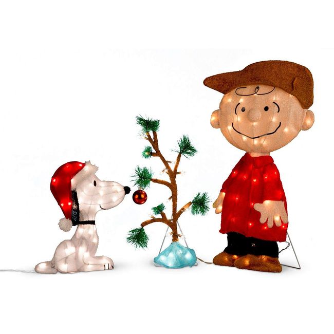 TisYourSeason Charlie Brown, Snoopy & The Lonely Tree Lighted Outdoor Christmas Decoration 3pc Set