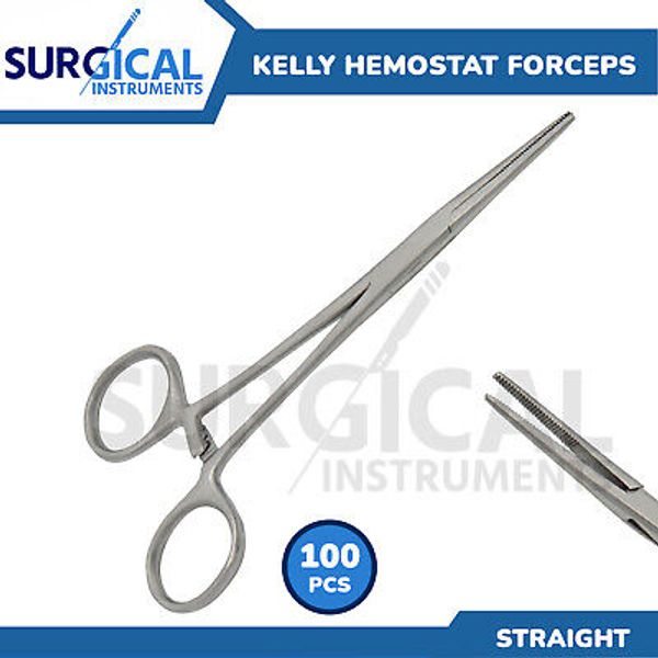 100 Kelly Hemostat Forceps Surgical & Veterinary Economy 6.25" Straight German G