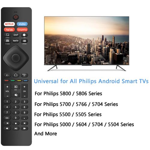 Universal Remote Replacement for Philips Smart TV All 4K Ultra LED LCD HDTV 3D UHD TVs, with Shortcut Hotkeys - No Setup Required