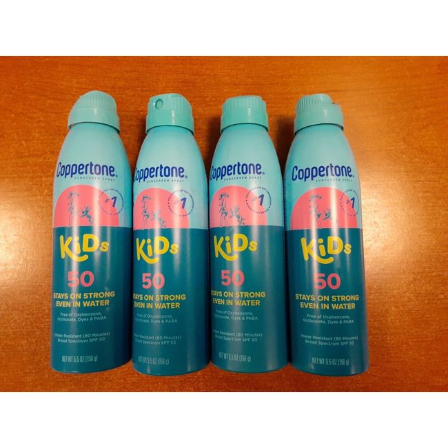 4 Pack: Coppertone Kids SPF 50 Sunscreen Spray,  5.5 Oz Ea. Exp (10/24) - E4E