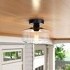 MAXvolador Industrial Semi Flush Mount Ceiling Light, Clear Glass Pendant Lamp Shade, Farmhouse Lighting for Hallway, Vintage Hanging Light Fixtures