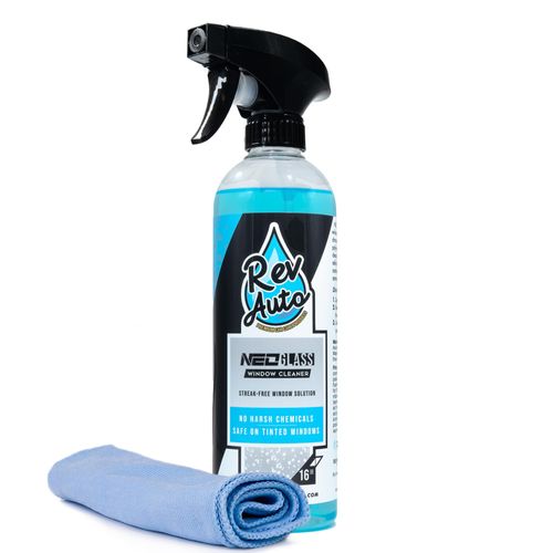 Rev Auto Car Window Cleaner - Includes Window Drying Towel | Ammonia-Free Glass Cleaner That is Tint Safe (16 fl oz)