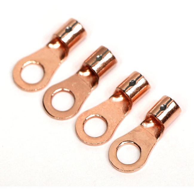 4N OFC Non-Plated Pure Copper R Type Terminal Post Diameter 3.5mm High Purity Oxygen Free Copper 99.99% Cu Crimp Terminals Made in Japan Knack Audio Original R2-3.5 Set of 4