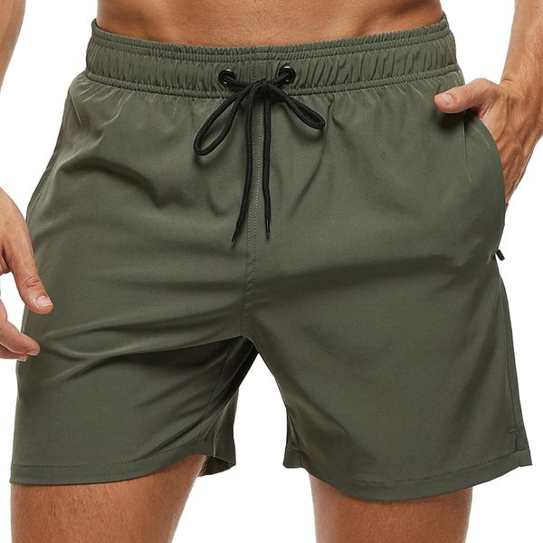 Huayuzh Mens Swimming Shorts Trunks Men Quick Dry Breathable Beach Surfing Swim Shorts with Zipper Pockets Mesh Lining ArmyGreen 30