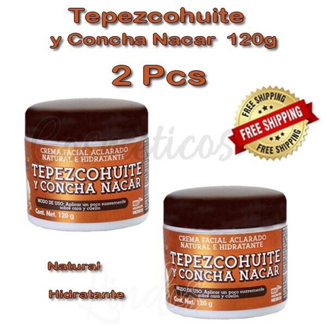 Crema de Tepezcohouite y Concha Nacar 4 Oz (120g) Facial & Body Cream. Set 2 Pcs