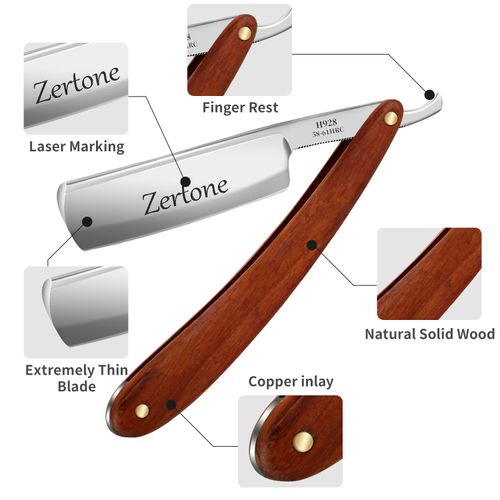 Straight Razor Kit with Strop and Wooden Handle