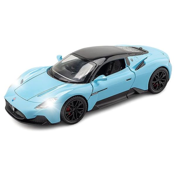 1:24 Maserati MC20 Model Car Toy Diecast Toy Cars, Zinc Alloy Pull Back Toy car with Sound and Light for Kids Boy Girl Gift，Birthday Presents, Collectibles. (Blue)