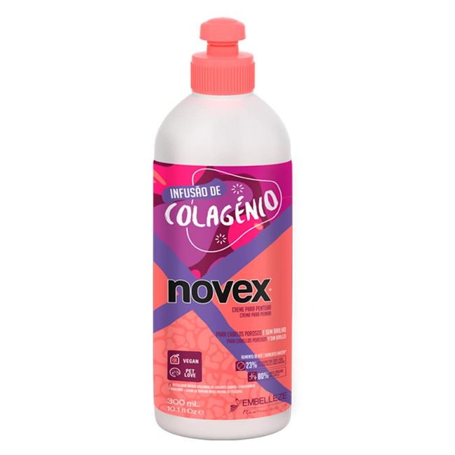 NOVEX Vegan Collagen Infusion Leave in Formula- Repairing treatment For thin and dull hair-control frizz, Strengthens, Enhances Shine (300ml/ 10.1oz)