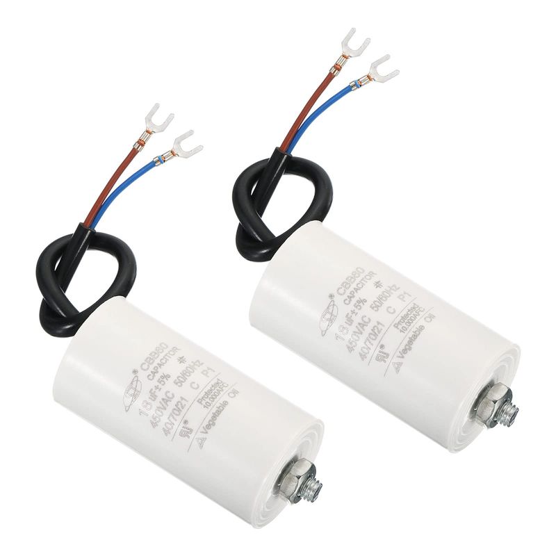 PATIKIL CBB60 18uF Funzione Condensatore, AC 450V 2 Fili 50/60Hz Cilindro Inferiore con Vite 75x40mm per Lavaggio Macchina,Acqua Pompa Motore Stella