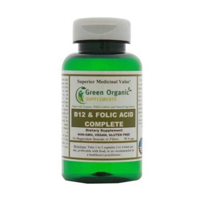 Green Organic 90 Vegan Capsule Vitamin B12 & Folic Acid Complete High Absorbable