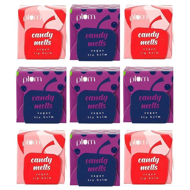 PLUM Candy Melts Lip Balm Berry Feast & Melon Bubble-Yum Lot of 9 Sealed Boxes