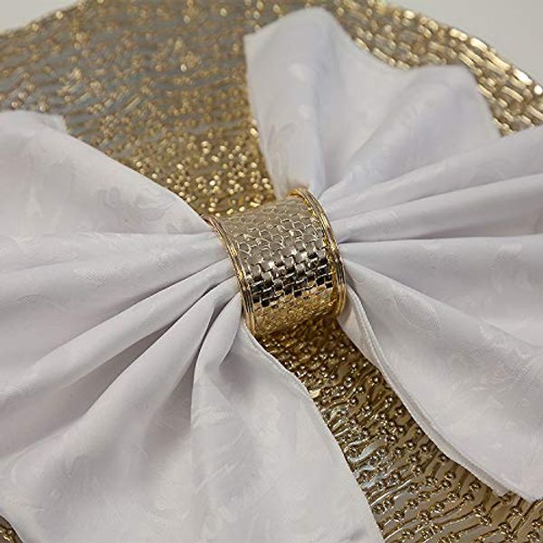 Christmas Napkin Rings Pack of 6 - Perfect for Xmas Dinner Hosting Gatherings Event Wedding Decor Napkin Holders (Gold Weave)