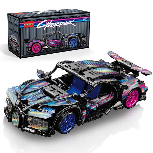 Sosuy 1:18 Super Sports Car Model Building Bricks Sets - 473 pcs MOC Cyberpunk Rally Car Raceing Engineering Toys for Play and Display - Model Toy Gift Idea for Adults Boys