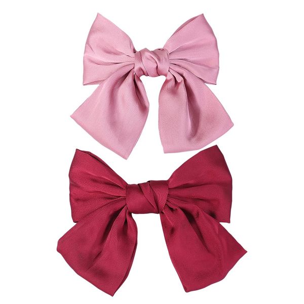 4 Pieces Silky Satin Hair Bows Bow Hair Clips Ribbon Bow Hairpins Bow Hair Pins Bowknot Hair Barrettes Hair Bow Accessories for Women Girls Red and Pink