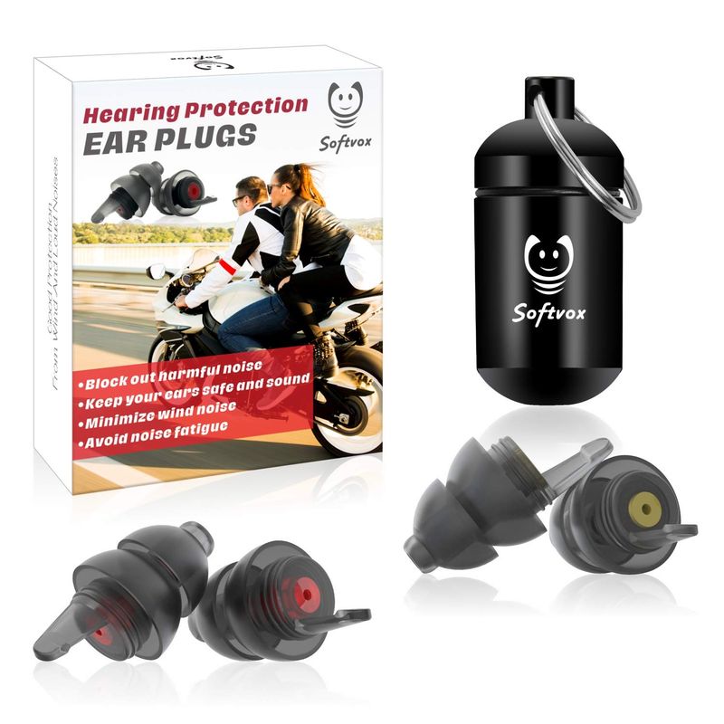Softvox Motorcycle Ear Plugs 2 Pairs, Wind Noise Reduction & Premium ...