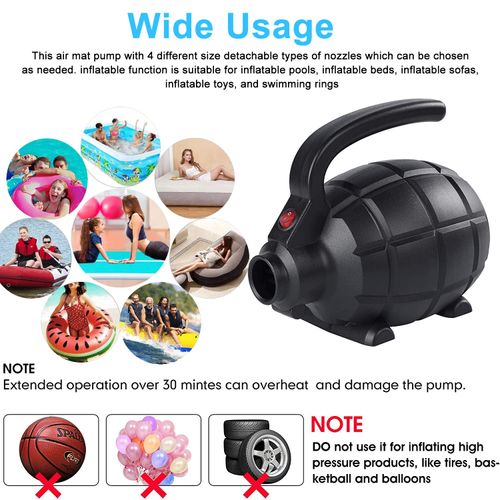 Electric Air Pump for Inflatable Tumbling Track Mat with 4 Nozzles, AC 110-120V Quick-Fill Inflator, Air Pump for Gymnastics/Flooring/Tumbling/Yoga/Taekwondo/Exercise Gym Fitness Mat