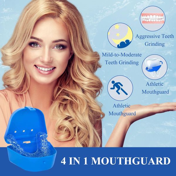 8PCS Mouth Guard for Teeth Grinding and Clenching,Reusable Mouth Guards Grinding Teeth for Adults & Kids, Mouth Guard for Sleeping at Night 2 Sizes, Pack of 8 with Travel Cases 2 Pcs Cleaning Wipes)