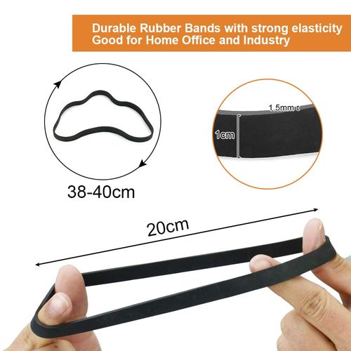 WANTOUTH Pack of 35 Large Rubber Bands, Black Rubber Rings, 10 mm Wide, Elastic Rubber Band, Rubbish Bin Bands for Office, Home, School Supplies