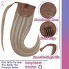 Hetto 20 Inch Ponytail Hair Extensions Blonde Human Hair Ponytail Hair Extensions Wrap Around Ponytail Extensions Remy Human Hair #17/23 Medium Blonde Highlighted 100g
