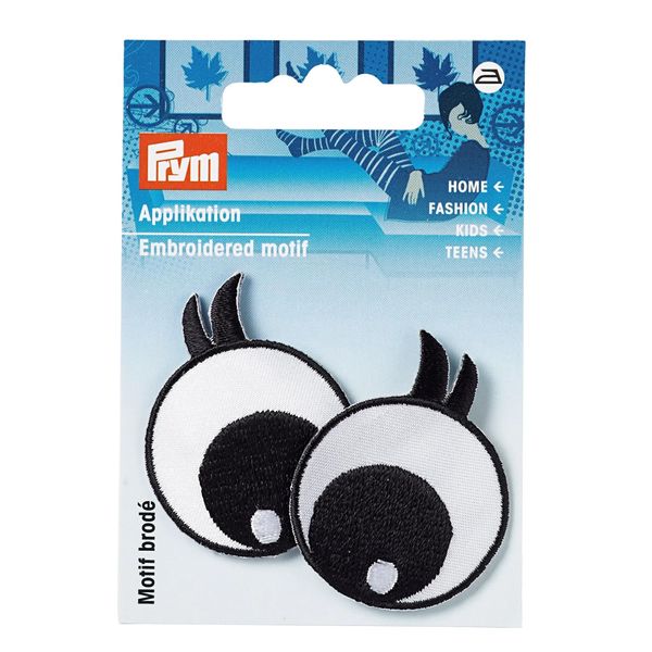 Prym Appliqué Eyes with Lashes in Black / White