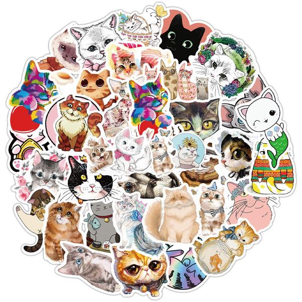 SJUNJIE 80 Stück Vinyl Aufkleber Süße Katzen Einzigartige Graffiti Sticker Katzenaufkleber für DIY Dekoration Scrapbooking Tagebuch Fotoalbum Hand Konto Kalender Notizbuch,TZ2080