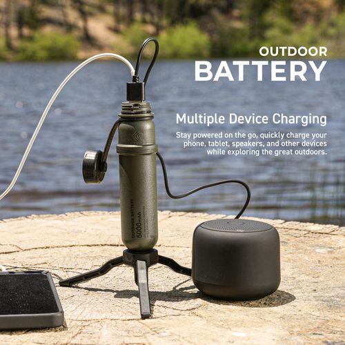 NESTOUT Portable Charger, 5000mAh Outdoor Battery Power Bank, 15W USB-C Fast Charging, Waterproof IP67, Durable Shockproof, Battery Pack for Phone Tablet Hiking Travel Camping (Gray Blue, 5000mAh)