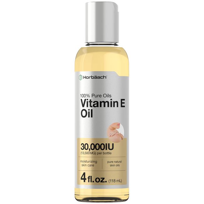 Vitamin E Oil For Skin 30,000 IU | 4 fl oz | 100% Pure Oils | Moisturizing Oil | Non-GMO, Vegetarian | Packaging May Vary | by Horbaach