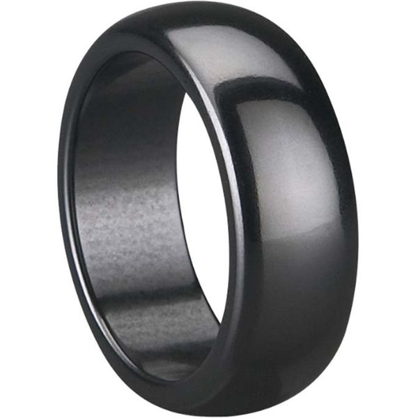 JUDE 8mm Classical Simple Plain Black White Ceramic Ring Wedding Band (Black, Z+5)