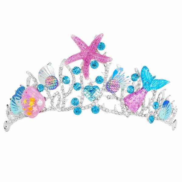 Didder Mermaid Crown Halloween Mermaid Costume Seashell Starfish Hair Accessories for Women Girls, Mermaid Birthday Party Decorations Mermaid Tiara Headband Headpiece