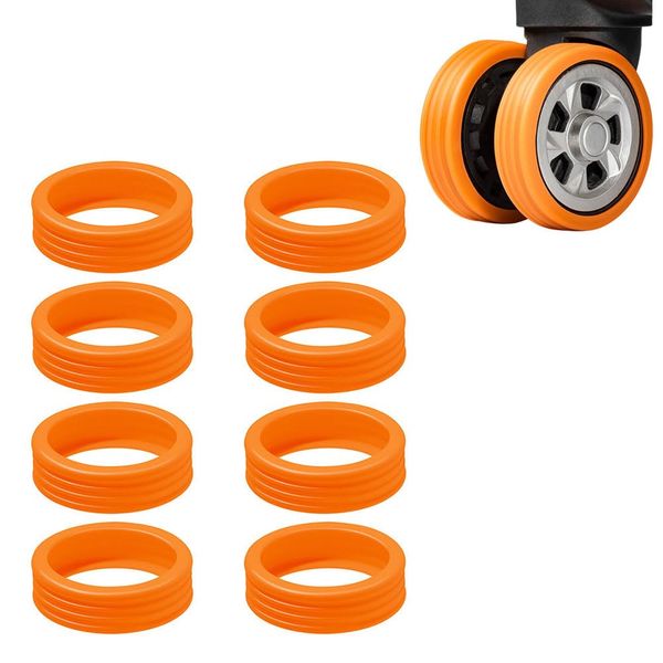 YCJDP Set of 8 Suitcase, Tire Cover, Wheel Cover, Caster Cover, Rubber Wheel Protection, orange