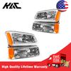 Headlights Bumper Lamps Set with Light for 2003-2006 Chevy Silverado Avalanche