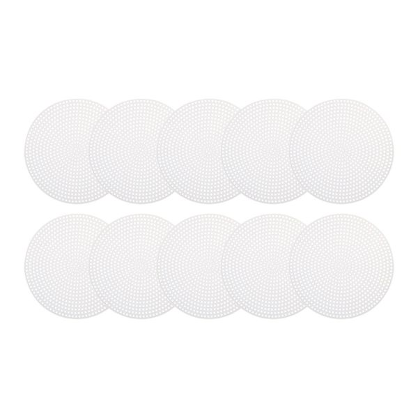 sourcing map Plastic Mesh Canvas Sheet 11.5cm/4.5" White Round Blank Canvas for Embroidery Needlepoint, Knit Crochet Mesh, Pack of 10