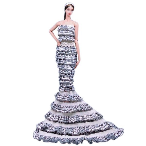 Fashion Princess Wedding Dress Party Gown Clothes for 11.5inch Doll Fishtail Dresses 1:6 Dolls Accessories (Style D)