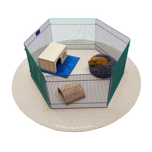 Paw Inspired 48 Inch Round Playpen Mat, Super Absorbent Fleece Cage Liner with Non-Slip Bottom, Waterproof Pet Play Pen Pad for Dogs, Rabbits, Guinea Pigs, Hamsters, Small Animals (Tan)