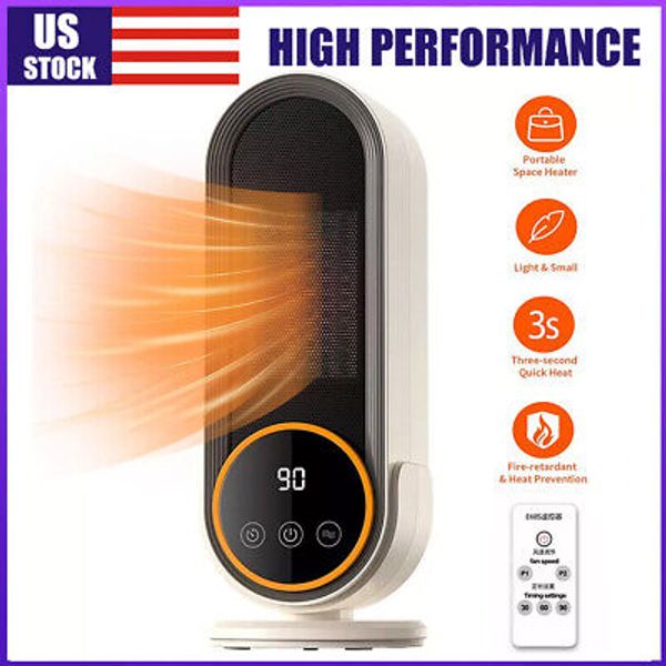 1200W Heater Oscillation Electric Space Heater 3 Speeds & Timer Screen Touch