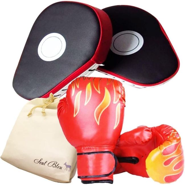 Marshel Parent-child Boxing Kids Gloves Adult Mitts Set with Storage Bag Gloves 3 Colors Red