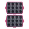 Trudeau Structure Silicone PRO 12-Count Muffin Pan (Gray and Fuchsia) Twin Pack