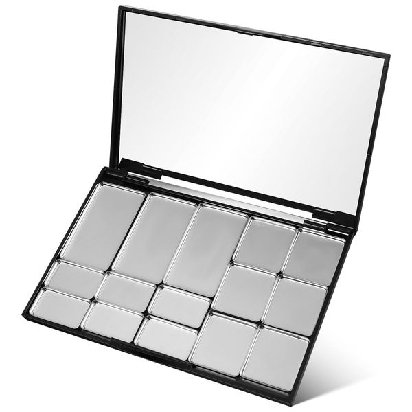 Beaupretty Magnetic Makeup Palette with Mirror, Empty Eyeshadow Palette With 15 Square Pans for Eyeshadow Lipstick Blush Powder