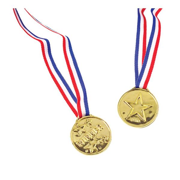 U.S. Toy Plastic Gold Star Winner Medals with Ribbons (12)